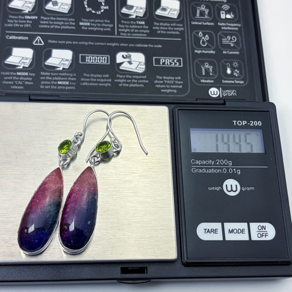 Peridot and Rainbow Quartz Gemstone Earrings Sterling Silver 925 New - Picture 5 of 7